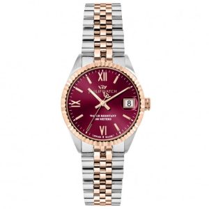 Orologio Donna Philip Watch Caribe Urban Acciaio Bicolore Rosé Borgogna Data Swiss Made