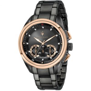 Orologio Uomo Maserati Traguardo Cronografo Nero Acciaio Rosé Data