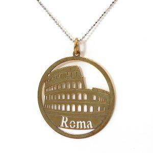 Collana Donna Argento Sterling 925 Made in Italy Pendente Colosseo Romano