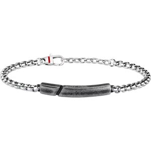 Bracciale Uomo Sector Maglia Forzatina in Acciaio con Placca Centrale Brunita