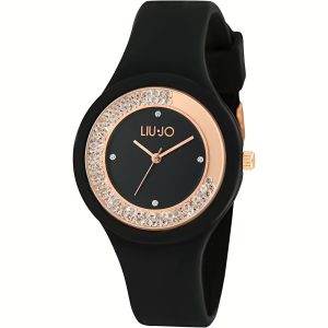 Orologio Liu Jo TLJ1418 Donna, Nero Silicone, Rose Gold e Lunetta Full Pave Cristalli