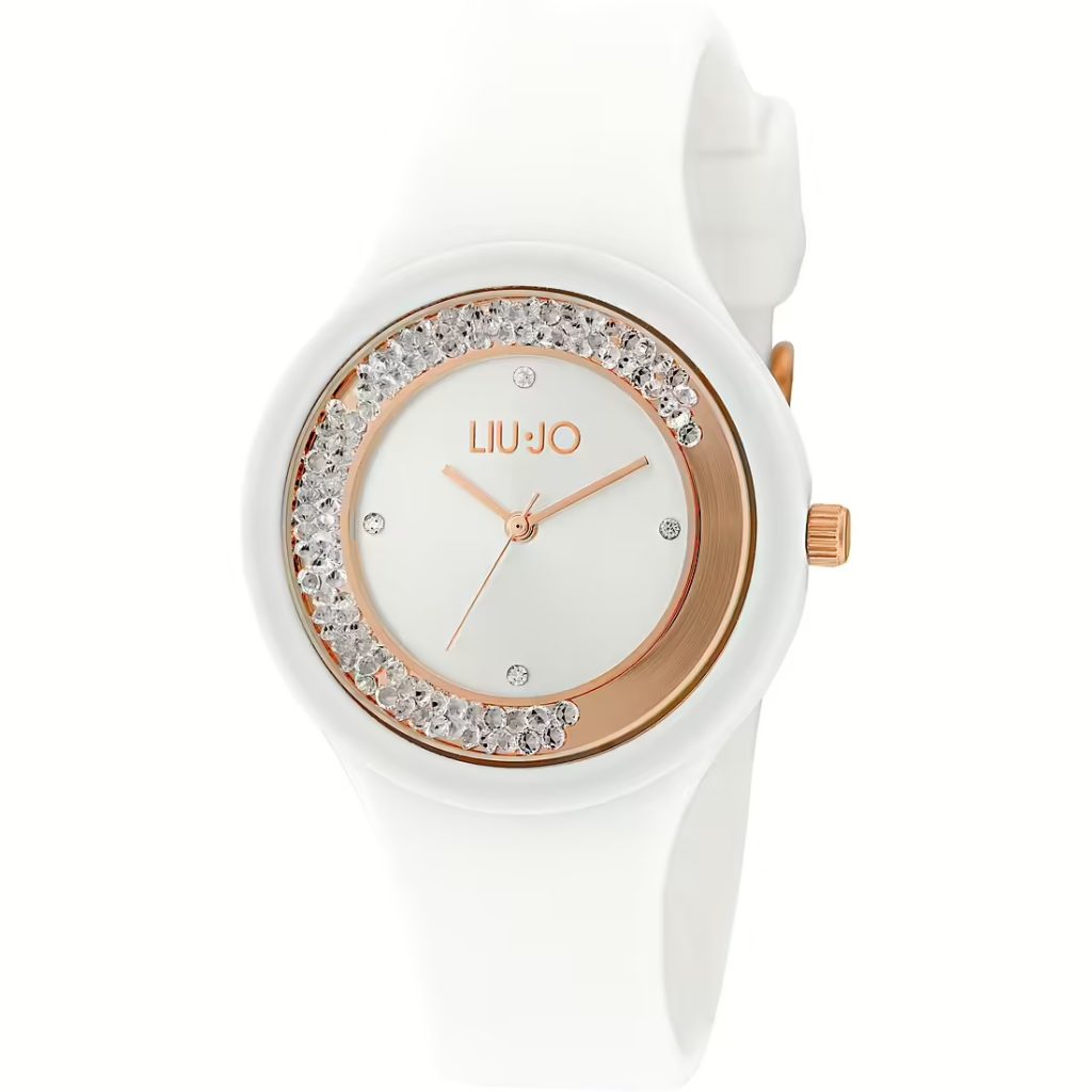 Orologio Liu Jo TLJ1419 Donna, Bianco Silicone, Rose Gold e Lunetta Full Pave Cristalli