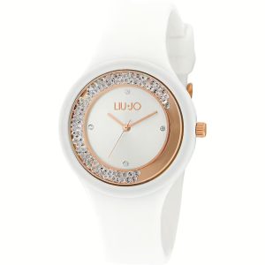 Orologio Liu Jo TLJ1419 Donna, Bianco Silicone, Rose Gold e Lunetta Full Pave Cristalli