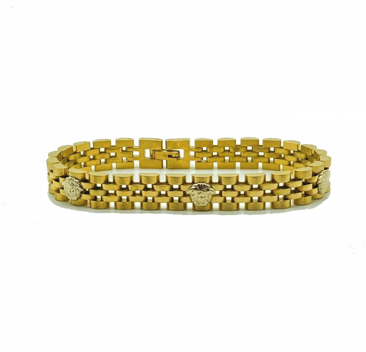 Bracciale in acciaio dorato con medusa SAG015